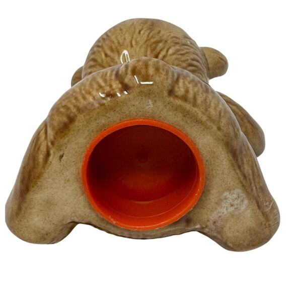 Vintage 80s Ceramic Teddy Bear Coin Bank Pink Bow 6" Nursery Decor - Picture 3 of 5